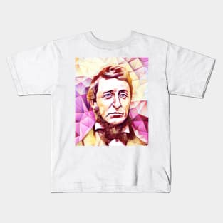 Henry David Thoreau Pink Portrait | Henry David Thoreau Artwork 13 Kids T-Shirt